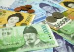 South Korean Won Currency Stock Photo