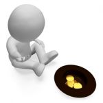 Begging Coins Shows Homelessness Savings And Monetary 3d Renderi Stock Photo