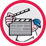Movie Director Holding Clipboard Cartoon Stock Photo