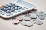 Calculator With Money And Saving Concept Abstract Background Stock Photo