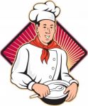 Chef Cook Baker Mixing Bowl Cartoon Stock Photo
