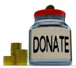 Donate Jar Shows Fundraising Charity And Contributions Stock Photo