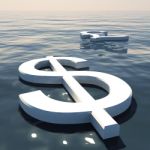 Dollar And Pound Floating On Sea Stock Photo
