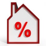 House And Percent Sign Displaying Investment Or Discount Stock Photo