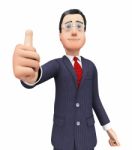 Businessman Shows Approval Represents Thumbs Up And Agreement Stock Photo