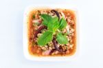 Hot Spicy Thai Cuisine Minced Pork Salad Stock Photo
