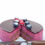 Blueberry And Raspberry Cake Mousse Dessert Stock Photo