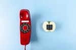 Alphanumeric Apple And Red Telephone Old Stock Photo