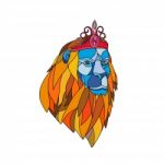 Lion Wearing Tiara Mosaic Color Stock Photo