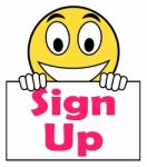 Sign Up On Sign Shows Register Online Stock Photo