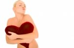 Nude Woman With Heart Stock Photo