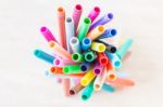 Color Pen  On White Background Stock Photo