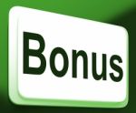 Bonus Button Shows Extra Gift Or Gratuity Online Stock Photo