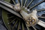 Close-up View Of An Old Steam Train Wheel At Sheffield Park Stock Photo