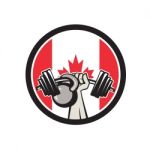 Hand Lifting Barbell Kettlebell Canada Flag Stock Photo