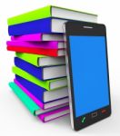 Phone Knowledge Online Indicates World Wide Web And Book Stock Photo