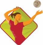 Volleyball Player Spike Ball Retro Stock Photo