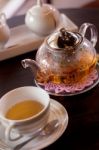 Glass Teapot And Cup Stock Photo