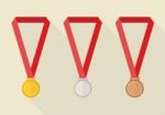 Gold Silver And Bronze Award Medals Stock Photo