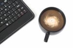 Coffee And Keyboard Stock Photo