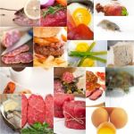 High Protein Food Collection Collage Stock Photo