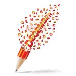 Creative Pencil Broken Streaming With Text December Illustration Stock Photo