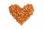 Almond Heart Nut Fruit Organic Healthy Vegan White Background Stock Photo