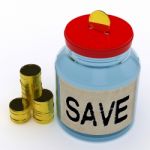 Save Jar Means Saving And Reserving Money Stock Photo