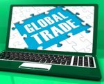 Global Trade Laptop Shows Worldwide International Business Stock Photo