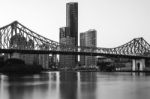 Story Bridge In Brisbane. Black And White Stock Photo