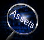 Assets Magnifier Indicates Valuables Searching And Search Stock Photo