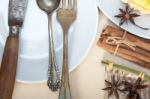 Rustic Table Set Stock Photo