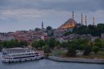 Istanbul, Turkey - May 29 : View Of Buildings And Boats Along The Bosphorus In Istanbul Turkey On May 29, 2018 Stock Photo