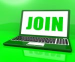 Join On Laptop Shows Register Membership Or Volunteer Online Stock Photo