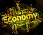 Economy Word Represents Economizing Text And Economies Stock Photo