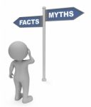 Facts Myths Sign Means Mythology Untruth And Knowledge 3d Render Stock Photo