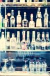 Blurred Alcoholic Drinks Are On The Shelf Stock Photo