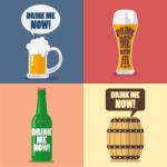 Set Of Beer Icon With Word Drink Me Now Stock Photo