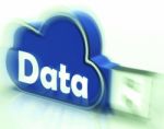Data Cloud Usb Drive Shows Digital Files And Dataflow Stock Photo