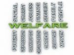 3d Image Welfare Issues Concept Word Cloud Background Stock Photo