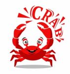 Funny Red Crab Cartoon With Text For Food Flavor Concept Stock Photo