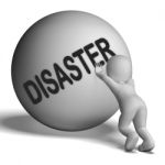 Disaster Uphill Character Shows Crisis Trouble Or Calamity Stock Photo