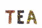 Word Tea Made Of Colorful Loose Tea Species Stock Photo