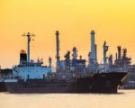 Petroleum Gas Container Ship And Oil Refinery Plant Industry Est Stock Photo