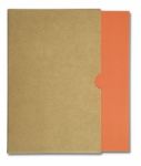 Orange Notebook In Brown Paper Case Isolated On White Background Stock Photo