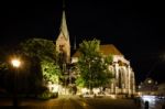 Cathedral Of Augsburg At Night Stock Photo