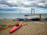 Traditional Fishing Boat On The Beach At Aldeburgh Stock Photo