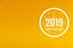 2019 New Year On Orange Background Stock Photo