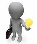 Lightbulb Idea Represents Business Person And Character 3d Rende Stock Photo