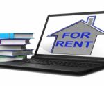 For Rent House Tablet Shows Landlord Leasing Property To Tennant Stock Photo